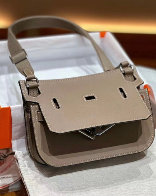 Sac H taupe 100% cuir