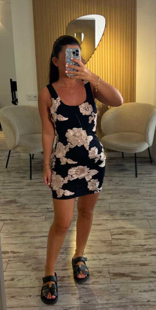 Robe fleurs noir