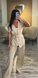 Ensemble manche courte beige