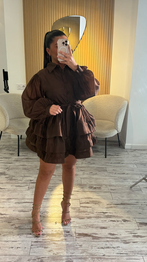 Robe satiné marron
