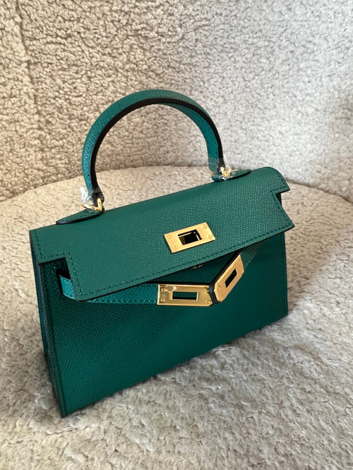 Sac 100% cuir vert émeraude