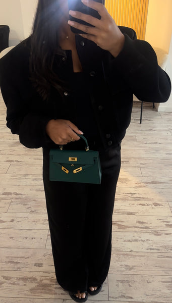 Sac 100% cuir vert émeraude