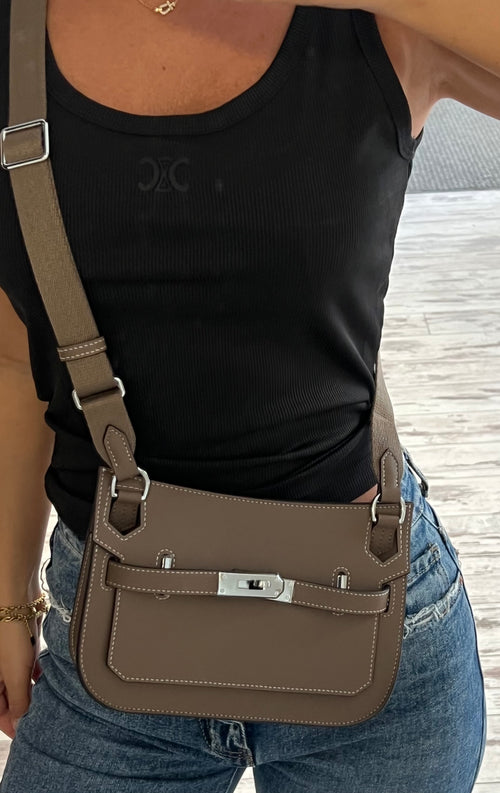 Sac H taupe 100% cuir