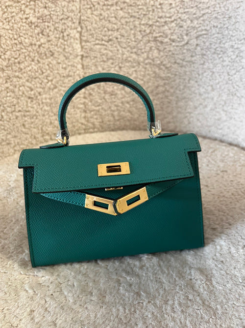 Sac 100% cuir vert émeraude