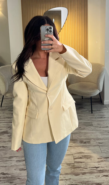 Blazer oversize jaune pastel