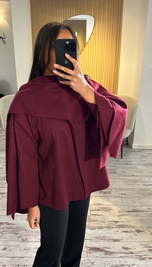 Veste écharpe bordeaux