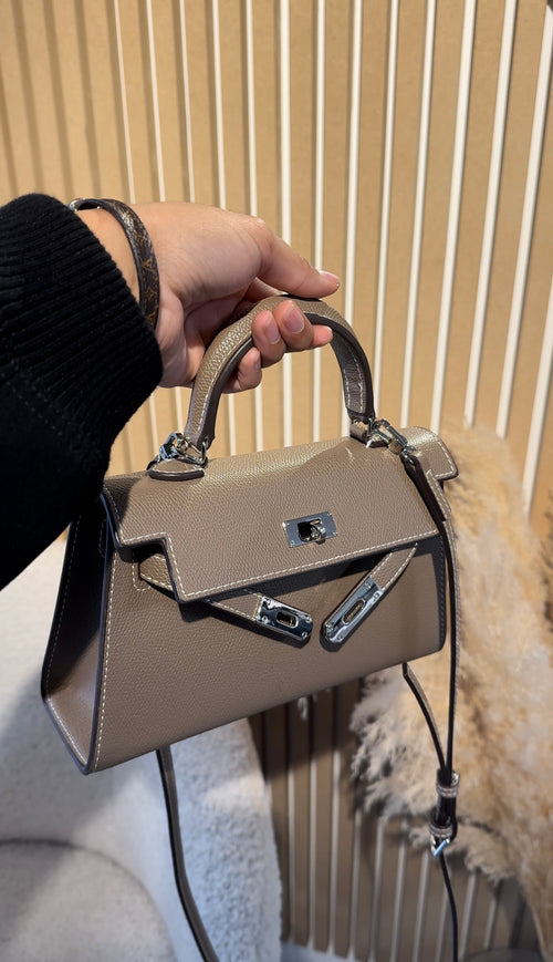 Sac cuir taupe