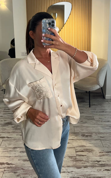 Chemisier satiné beige
