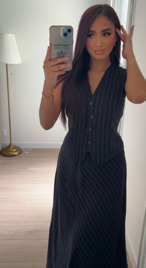 Ensemble à rayures noir et blanc